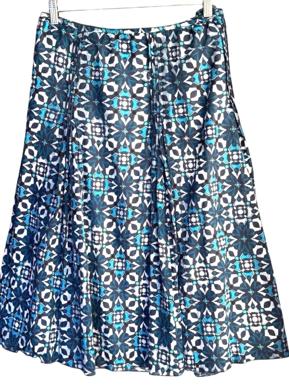 Alfani 100% Cotton Geometric Print Even Hem Flare Skirt Blue White Plus Size 18W